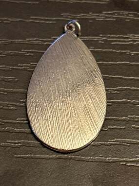 Vintage Reversible Silver Tone Teardrop Pendant